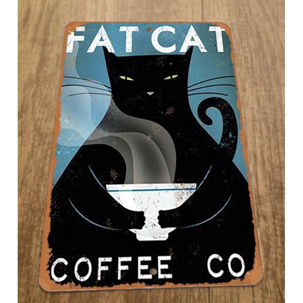 Fat Cat Coffee Company 8x12‎ Metal Wall Sign